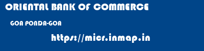 ORIENTAL BANK OF COMMERCE  GOA PONDA-GOA    micr code